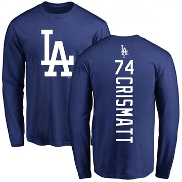 Men's Los Angeles Dodgers Nabil Crismatt ＃74 Backer Long Sleeve T-Shirt - Royal