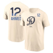 Men's Los Angeles Dodgers Nick Ahmed ＃12 2024 City Connect Name & Number T-Shirt - Cream