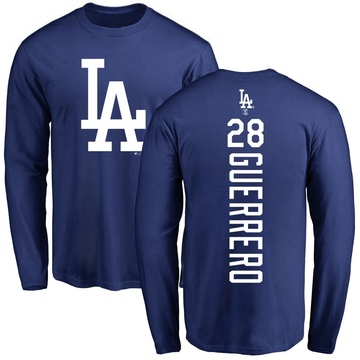 Men's Los Angeles Dodgers Pedro Guerrero ＃28 Backer Long Sleeve T-Shirt - Royal