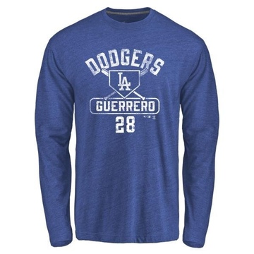 Men's Los Angeles Dodgers Pedro Guerrero ＃28 Base Runner Long Sleeve T-Shirt - Royal