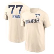 Men's Los Angeles Dodgers River Ryan ＃77 2024 City Connect Fuse Name & Number T-Shirt - Cream