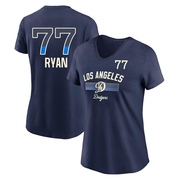 Men's Los Angeles Dodgers River Ryan ＃77 Legend Womn's 2024 City Connect Performance V-Neck Name & Number T-Shirt - Navy