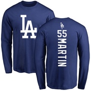 Men's Los Angeles Dodgers Russell Martin ＃55 Backer Long Sleeve T-Shirt - Royal