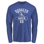 Men's Los Angeles Dodgers Russell Martin ＃55 Base Runner Long Sleeve T-Shirt - Royal