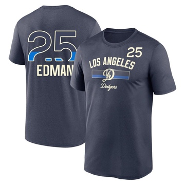 Men's Los Angeles Dodgers Tommy Edman ＃25 Legend 2024 City Connect Performance Name & Number T-Shirt - Navy