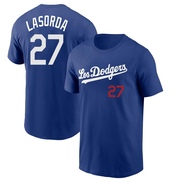 Men's Los Angeles Dodgers Tommy Lasorda ＃27 2022 City Connect Name & Number T-Shirt - Royal