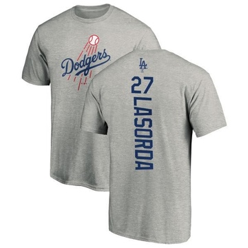 Men's Los Angeles Dodgers Tommy Lasorda ＃27 Backer T-Shirt Ash