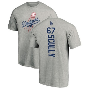 Men's Los Angeles Dodgers Vin Scully ＃67 Backer T-Shirt Ash