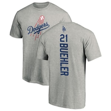 Men's Los Angeles Dodgers Walker Buehler ＃21 Backer T-Shirt Ash