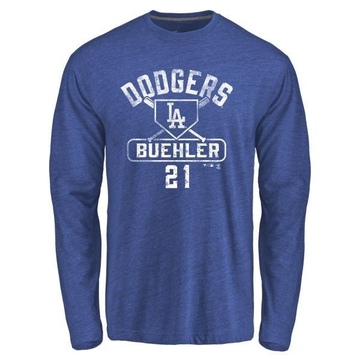 Men's Los Angeles Dodgers Walker Buehler ＃21 Base Runner Long Sleeve T-Shirt - Royal