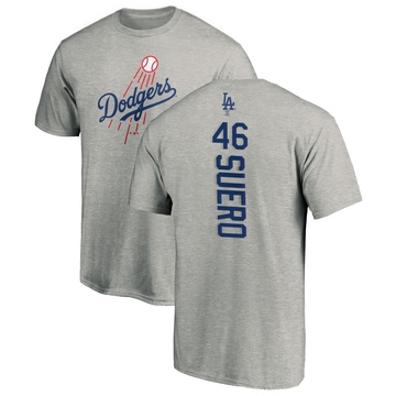 Men's Los Angeles Dodgers Wander Suero ＃46 Backer T-Shirt Ash