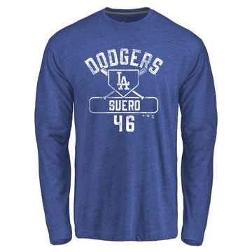 Men's Los Angeles Dodgers Wander Suero ＃46 Base Runner Long Sleeve T-Shirt - Royal