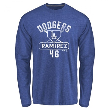 Men's Los Angeles Dodgers Yohan Ramirez ＃46 Base Runner Long Sleeve T-Shirt - Royal