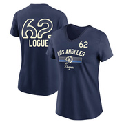 Men's Los Angeles Dodgers Zach Logue ＃62 Legend Womn's 2024 City Connect Performance V-Neck Name & Number T-Shirt - Navy