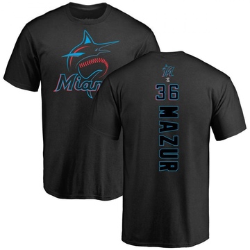 Men's Miami Marlins Adam Mazur ＃36 Backer T-Shirt - Black