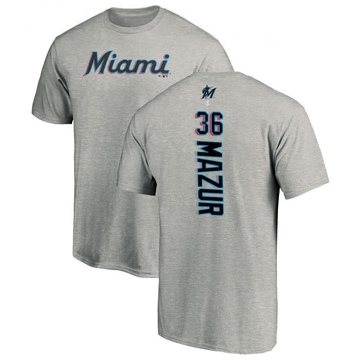 Men's Miami Marlins Adam Mazur ＃36 Backer T-Shirt Ash