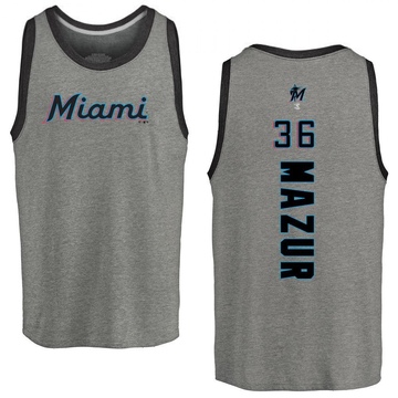 Men's Miami Marlins Adam Mazur ＃36 Backer Tank Top Ash