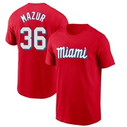 Men's Miami Marlins Adam Mazur ＃36 City Connect Name & Number T-Shirt - Red