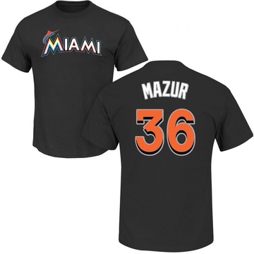 Men's Miami Marlins Adam Mazur ＃36 Roster Name & Number T-Shirt - Black