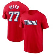 Men's Miami Marlins Adam Oller ＃77 City Connect Name & Number T-Shirt - Red