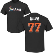 Men's Miami Marlins Adam Oller ＃77 Roster Name & Number T-Shirt - Black