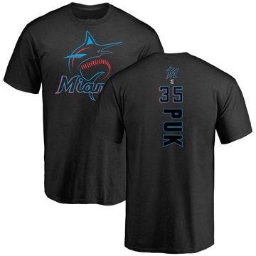 Men's Miami Marlins A.J. Puk ＃35 Backer T-Shirt - Black