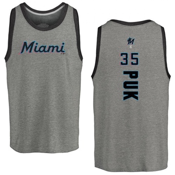 Men's Miami Marlins A.J. Puk ＃35 Backer Tank Top Ash