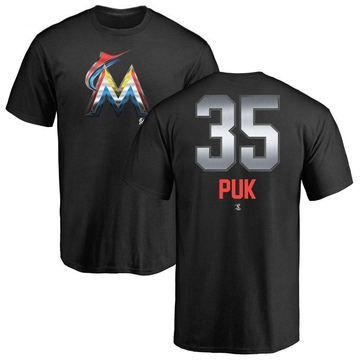 Men's Miami Marlins A.J. Puk ＃35 Midnight Mascot T-Shirt - Black