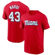 Men's Miami Marlins Andrew Nardi ＃43 City Connect Name & Number T-Shirt - Red