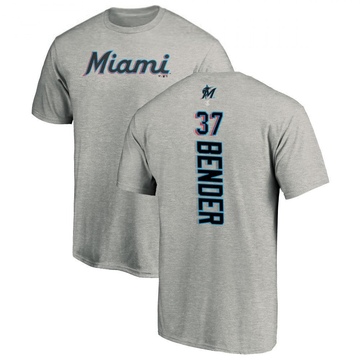 Men's Miami Marlins Anthony Bender ＃37 Backer T-Shirt Ash