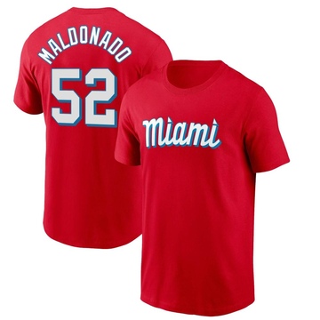 Men's Miami Marlins Anthony Maldonado ＃52 City Connect Name & Number T-Shirt - Red