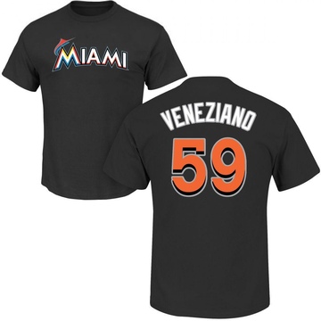 Men's Miami Marlins Anthony Veneziano ＃59 Roster Name & Number T-Shirt - Black