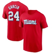 Men's Miami Marlins Avisail Garcia ＃24 City Connect Name & Number T-Shirt - Red