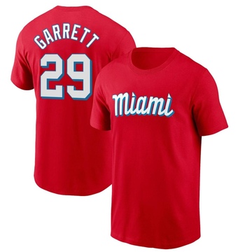 Men's Miami Marlins Braxton Garrett ＃29 City Connect Name & Number T-Shirt - Red