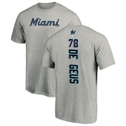 Men's Miami Marlins Brett de Geus ＃78 Backer T-Shirt Ash