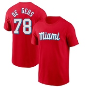 Men's Miami Marlins Brett de Geus ＃78 City Connect Name & Number T-Shirt - Red