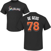 Men's Miami Marlins Brett de Geus ＃78 Roster Name & Number T-Shirt - Black