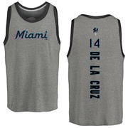 Men's Miami Marlins Bryan De La Cruz ＃14 Backer Tank Top Ash