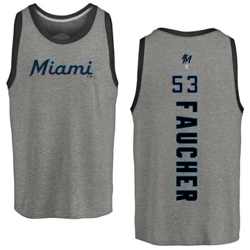 Men's Miami Marlins Calvin Faucher ＃53 Backer Tank Top Ash