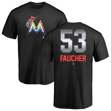 Men's Miami Marlins Calvin Faucher ＃53 Midnight Mascot T-Shirt - Black