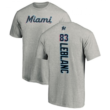 Men's Miami Marlins Charles Leblanc ＃83 Backer T-Shirt Ash