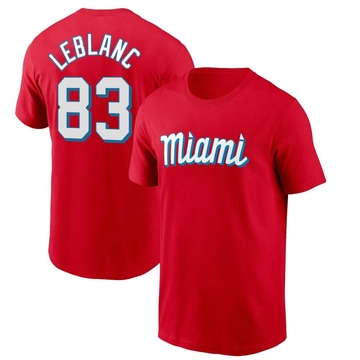 Men's Miami Marlins Charles Leblanc ＃83 City Connect Name & Number T-Shirt - Red