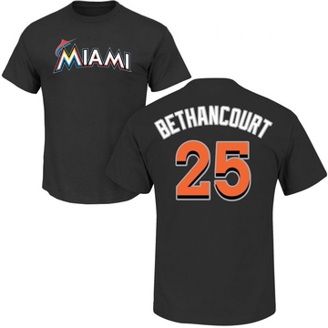 Men's Miami Marlins Christian Bethancourt ＃25 Roster Name & Number T-Shirt - Black