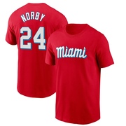 Men's Miami Marlins Connor Norby ＃24 City Connect Name & Number T-Shirt - Red