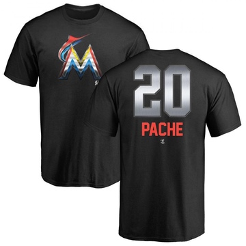 Men's Miami Marlins Cristian Pache ＃20 Midnight Mascot T-Shirt - Black