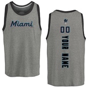 Men's Miami Marlins Custom ＃00 Backer Tank Top Ash