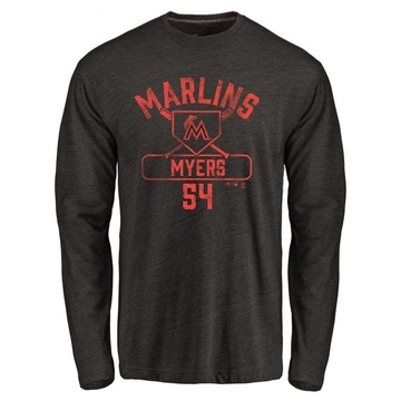 Men's Miami Marlins Dane Myers ＃54 Base Runner Long Sleeve T-Shirt - Black