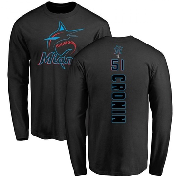 Men's Miami Marlins Declan Cronin ＃51 Backer Long Sleeve T-Shirt - Black