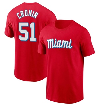 Men's Miami Marlins Declan Cronin ＃51 City Connect Name & Number T-Shirt - Red