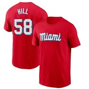 Men's Miami Marlins Derek Hill ＃58 City Connect Name & Number T-Shirt - Red